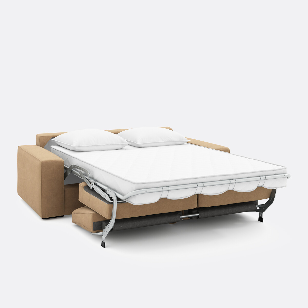 Sofá cama de terciopelo, espuma HR premium, Cecilia capuchino, LA REDOUTE INTERIEURS