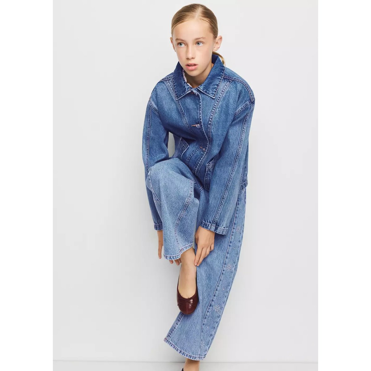 Blouson en jean clouté bleu foncé, MANGO KIDS