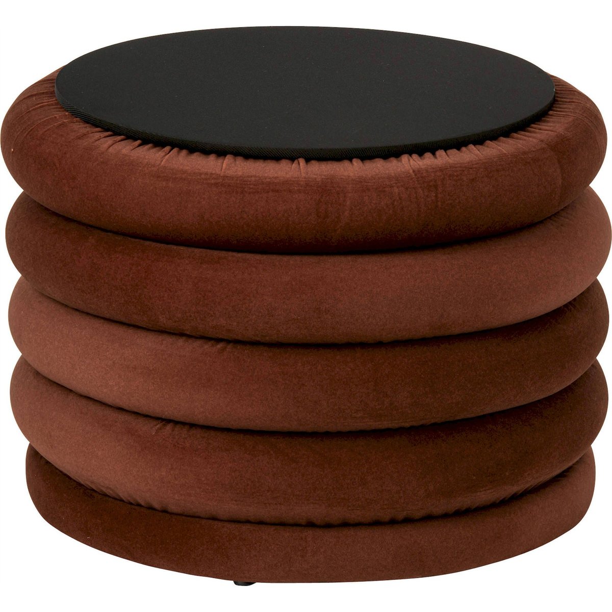 Pouf rond en tissu avec rangement rouille, RECOLLECTION