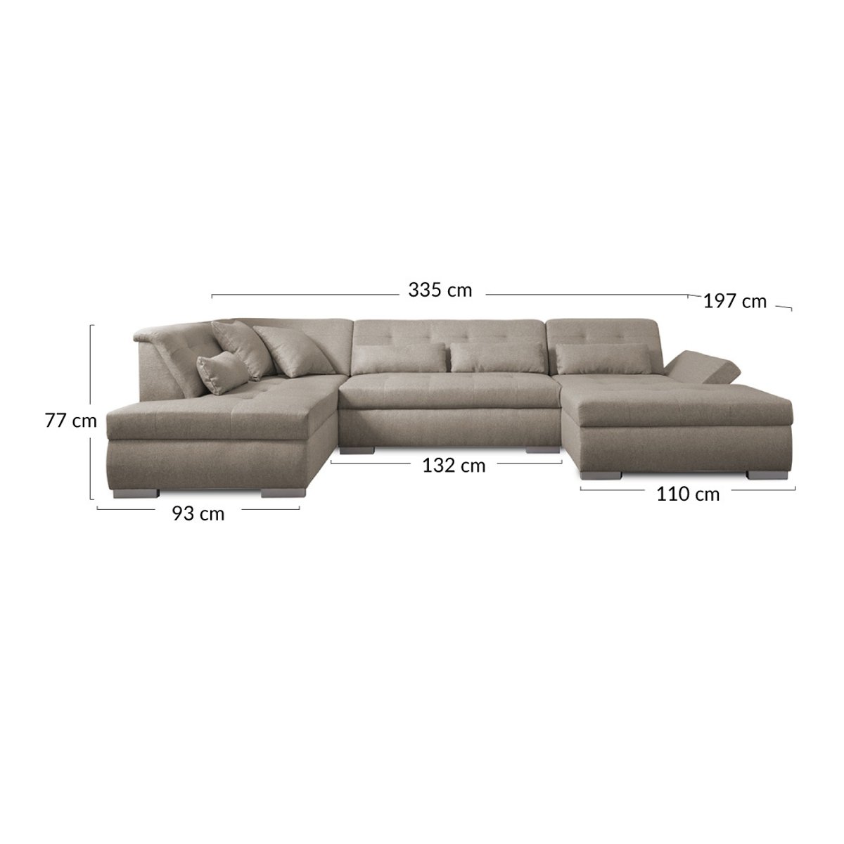 Canapé panoramique angle gauche 7pl XXL, VERMONT bleu pétrole, BEST MOBILIER