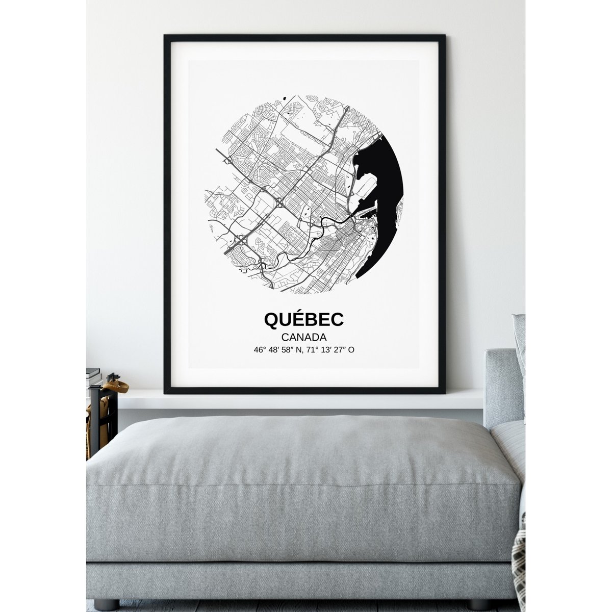 Affiche Carte Québec blanc, L'AFFICHERIE