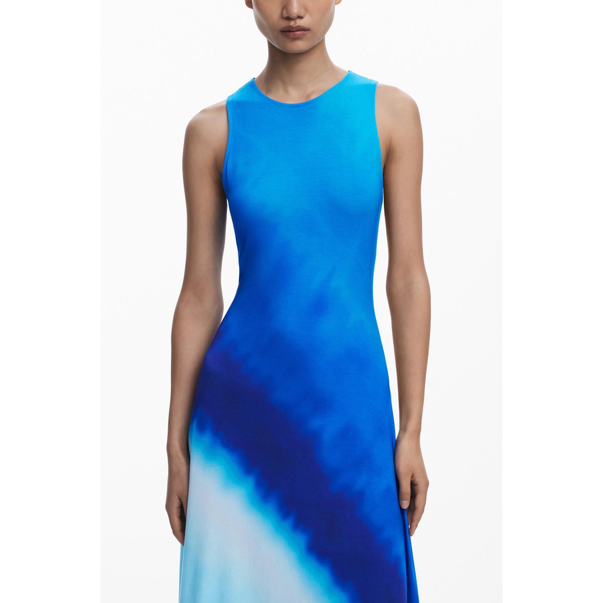 Robe froncée tie-dye bleu, DESIGUAL