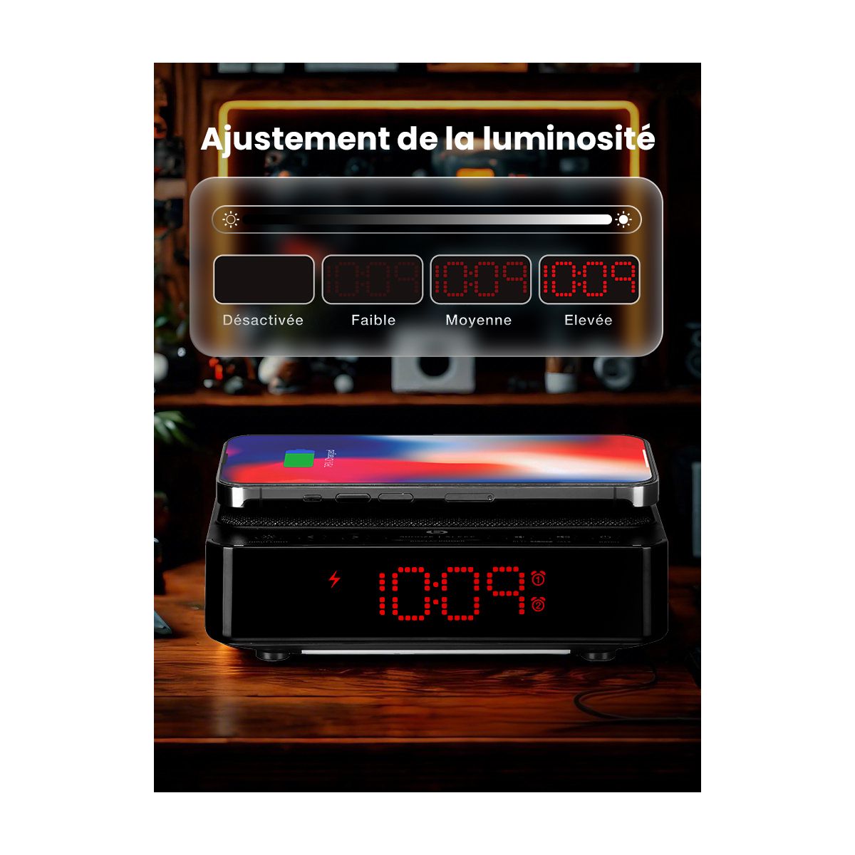 Radio réveil RRVI-100 Charge Induction couleur unique, ESSENTIEL B