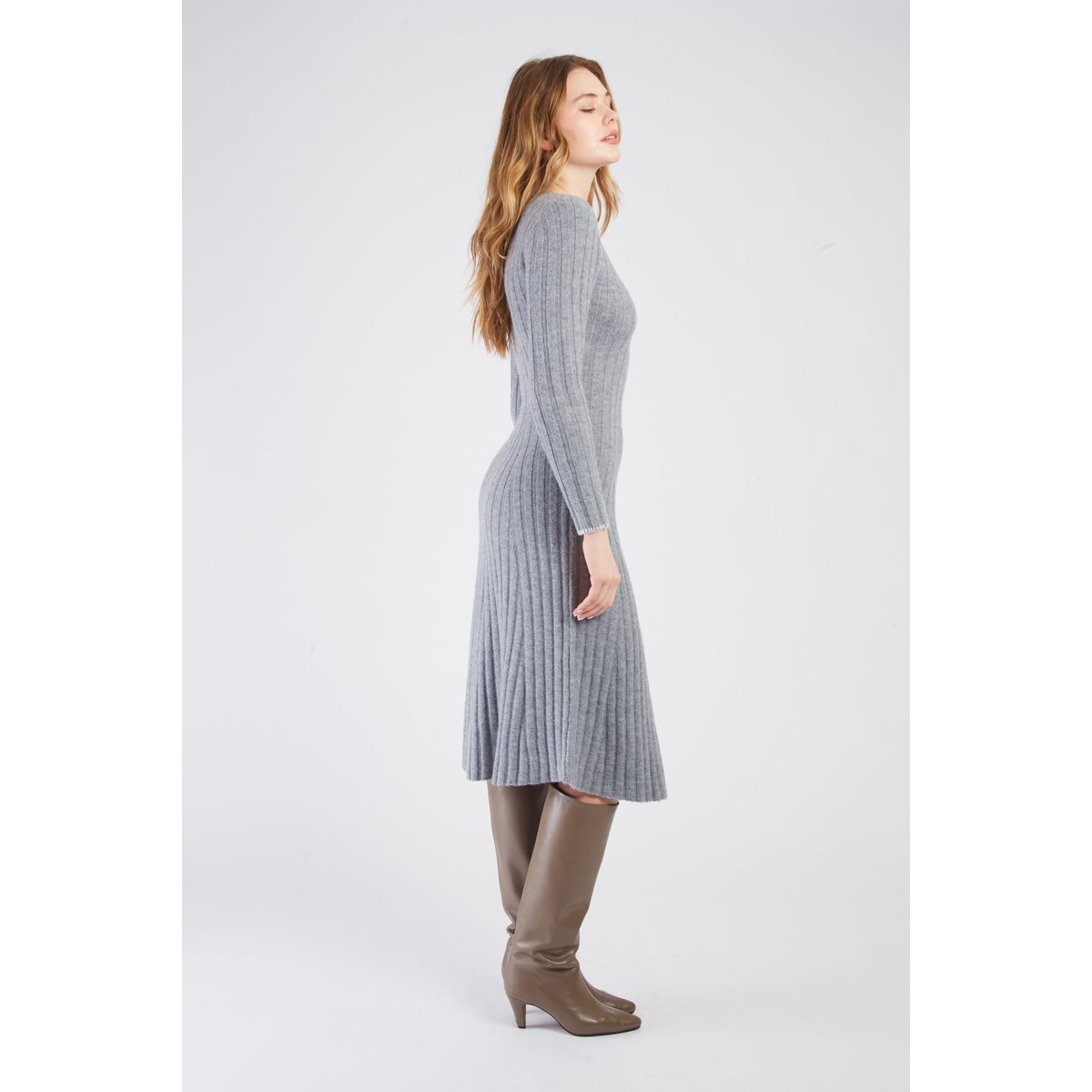 Robe longue en maille CATHERINE gris, DERHY