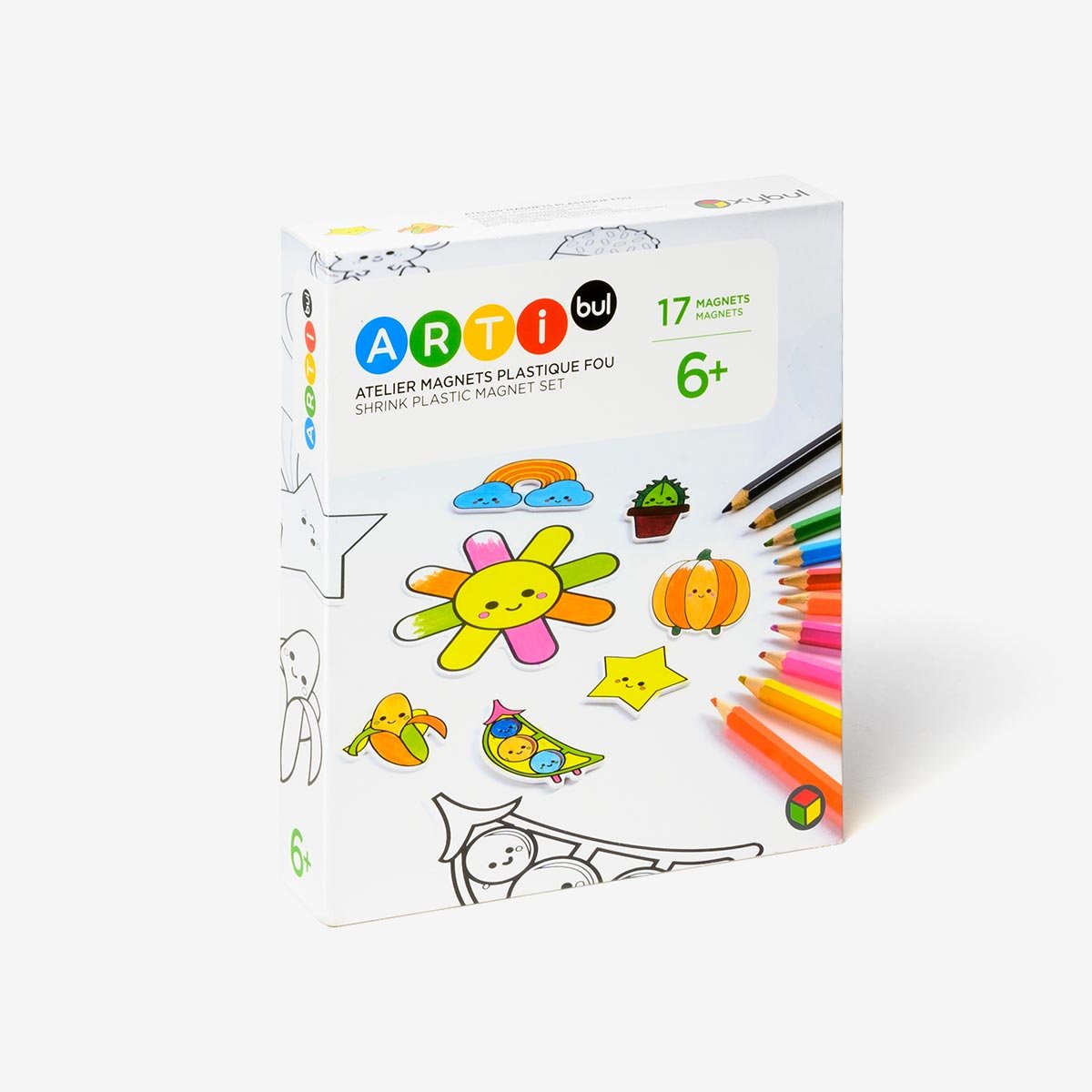 Atelier magnets plastique fou Kawaii blanc, OXYBUL 