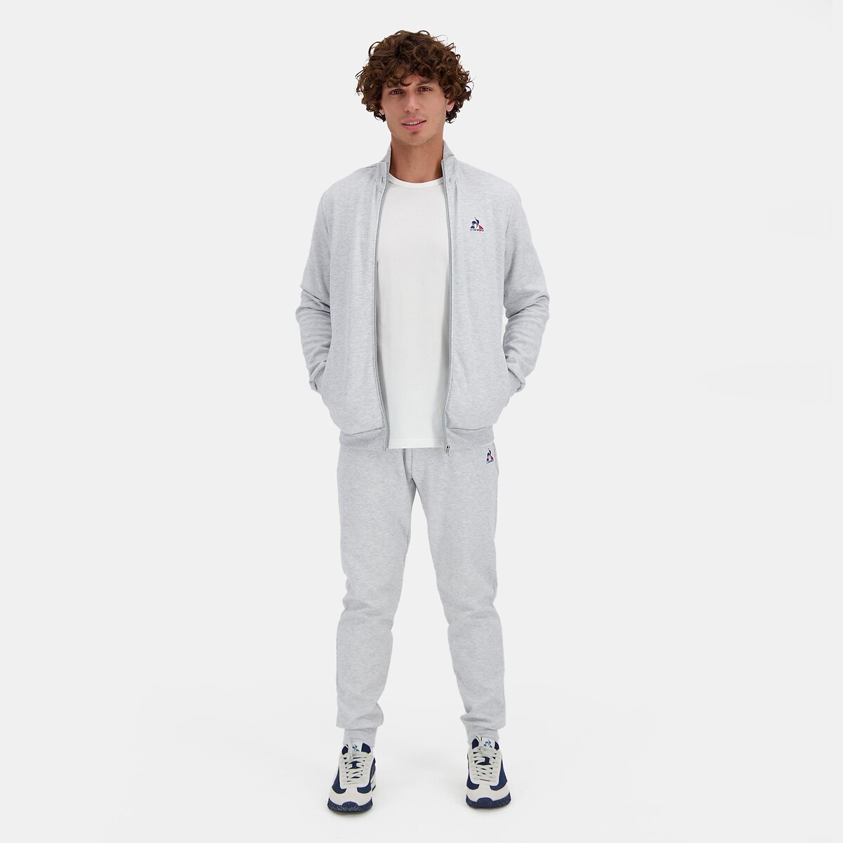 Sweat zippé col montant essentiel gris chiné, LE COQ SPORTIF