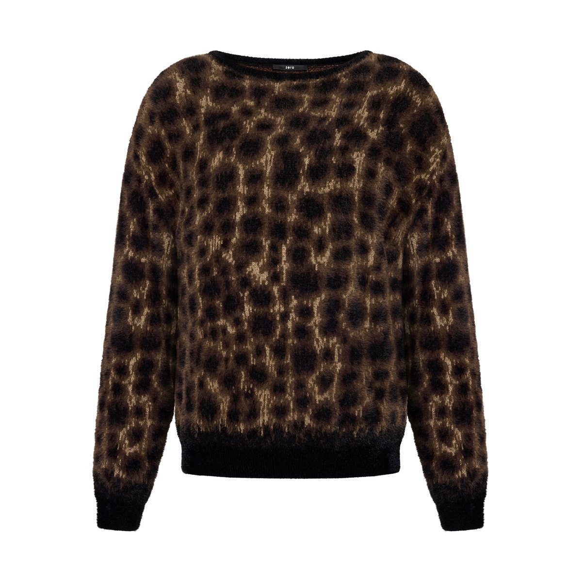 Pull-over en maille à motif jacquard patch black/brown, ZERO