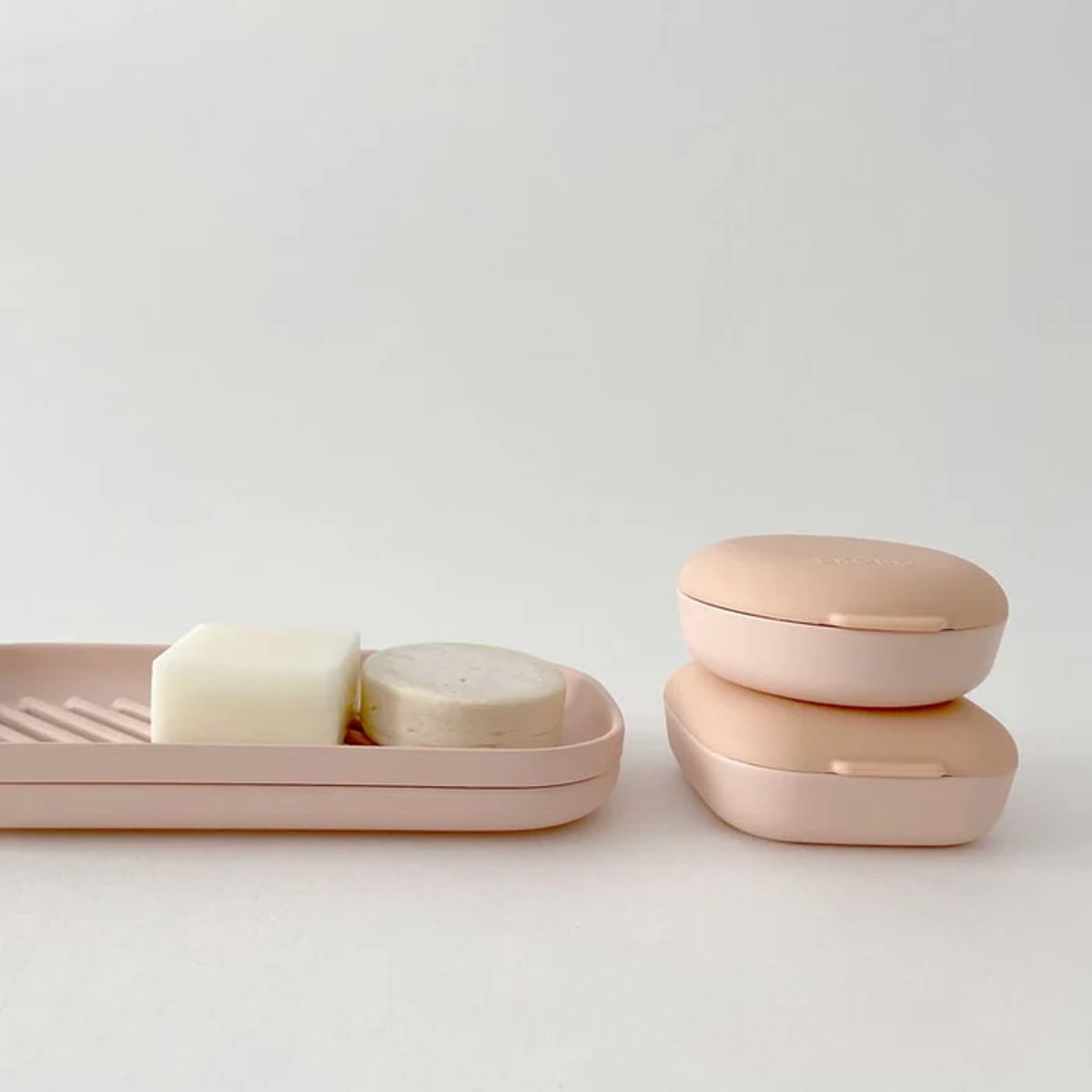 Boîte à savon de voyage ronde hermétique GO rose blush, EKOBO