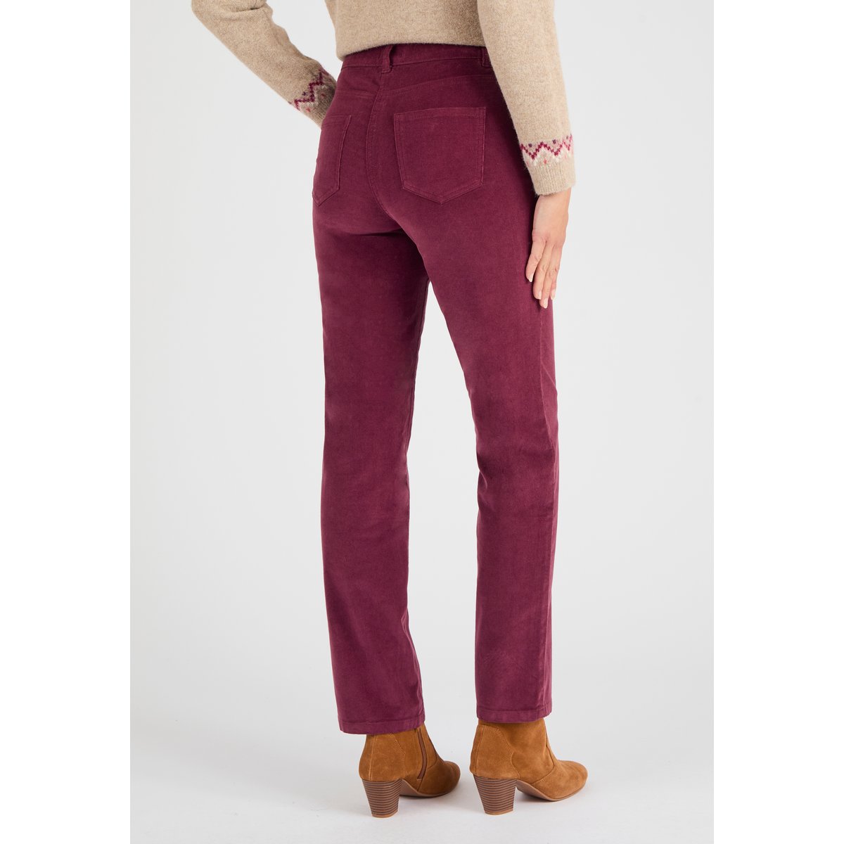 Pantalon velours milleraies Perfect Fit rouge bordeaux, DAMART