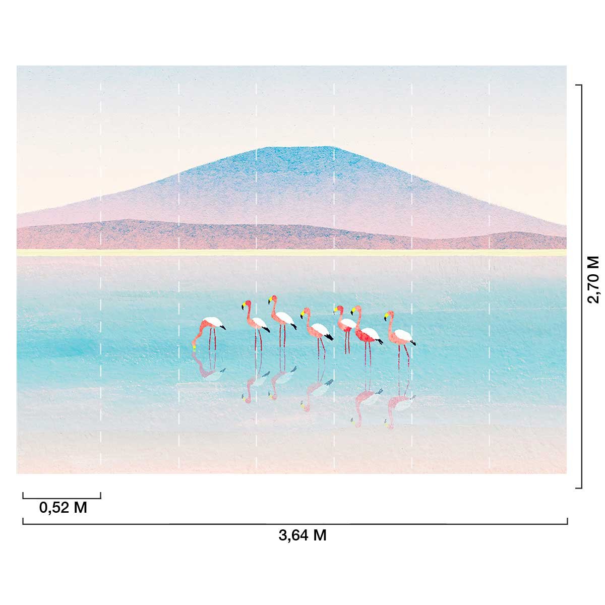 Papier peint panoramique flamands rose en Croatie intissé, HEXOA