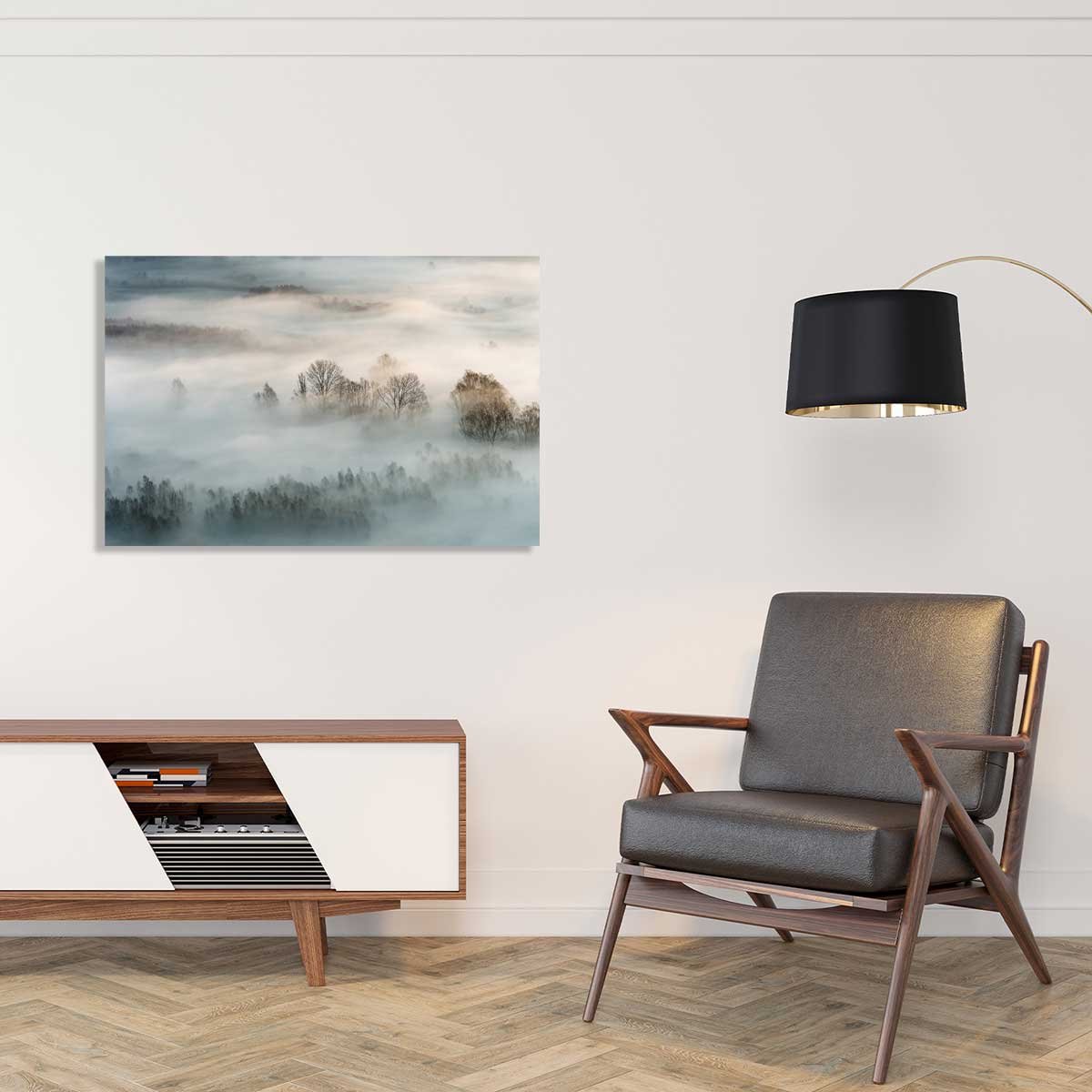 Tableau brouillard hivernal tableau alu dibond, HEXOA