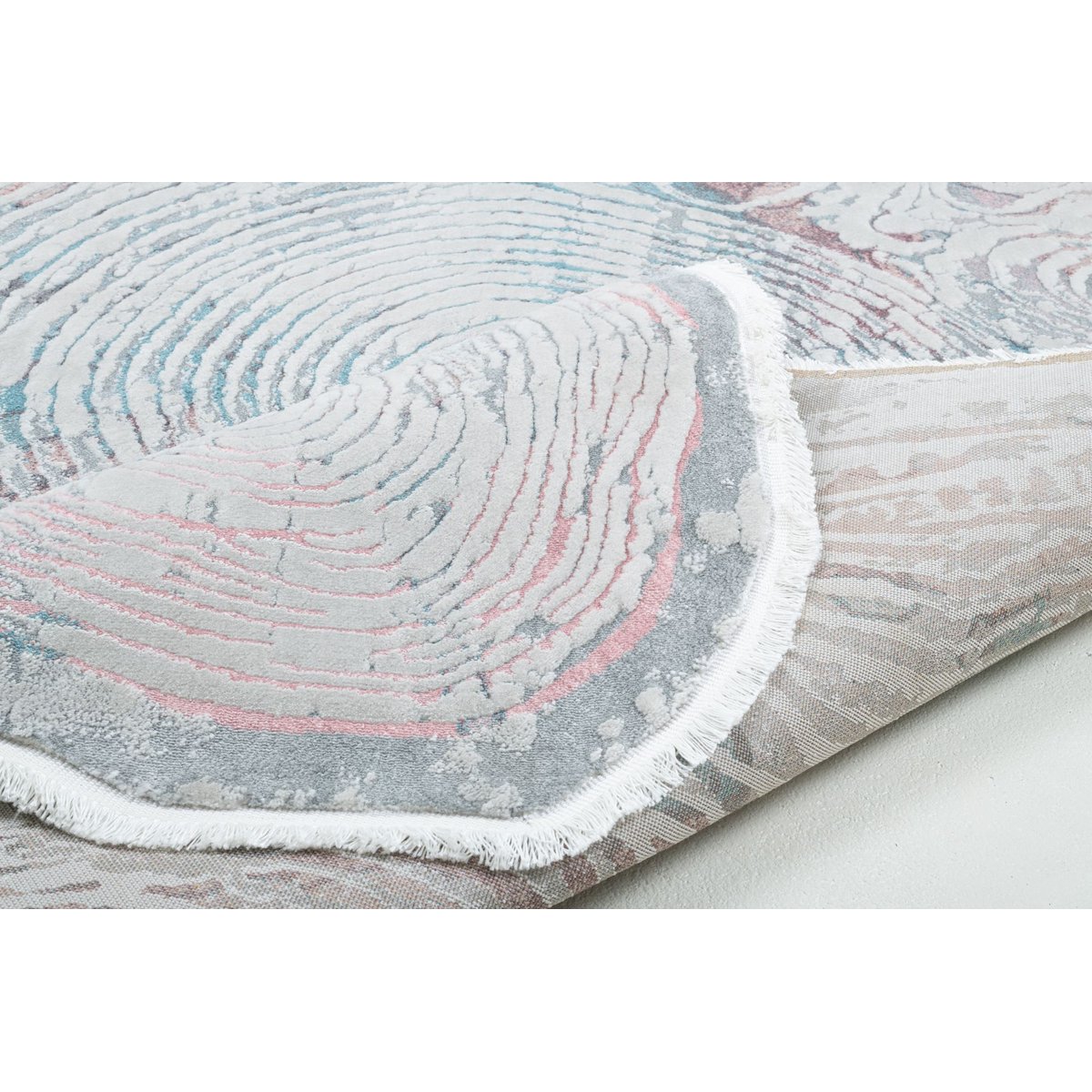 Tapis tissé à la machine en polyester bleu, THEKO