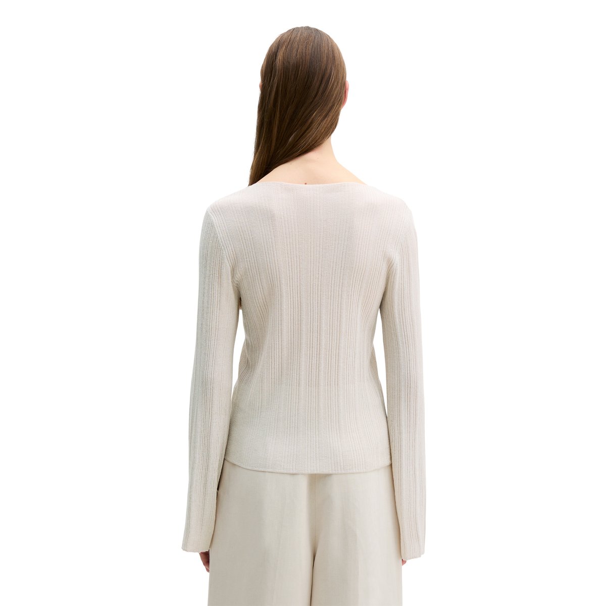 Pull en maille fine slim en noble mélange viscose-lin gris clair, MARC O'POLO
