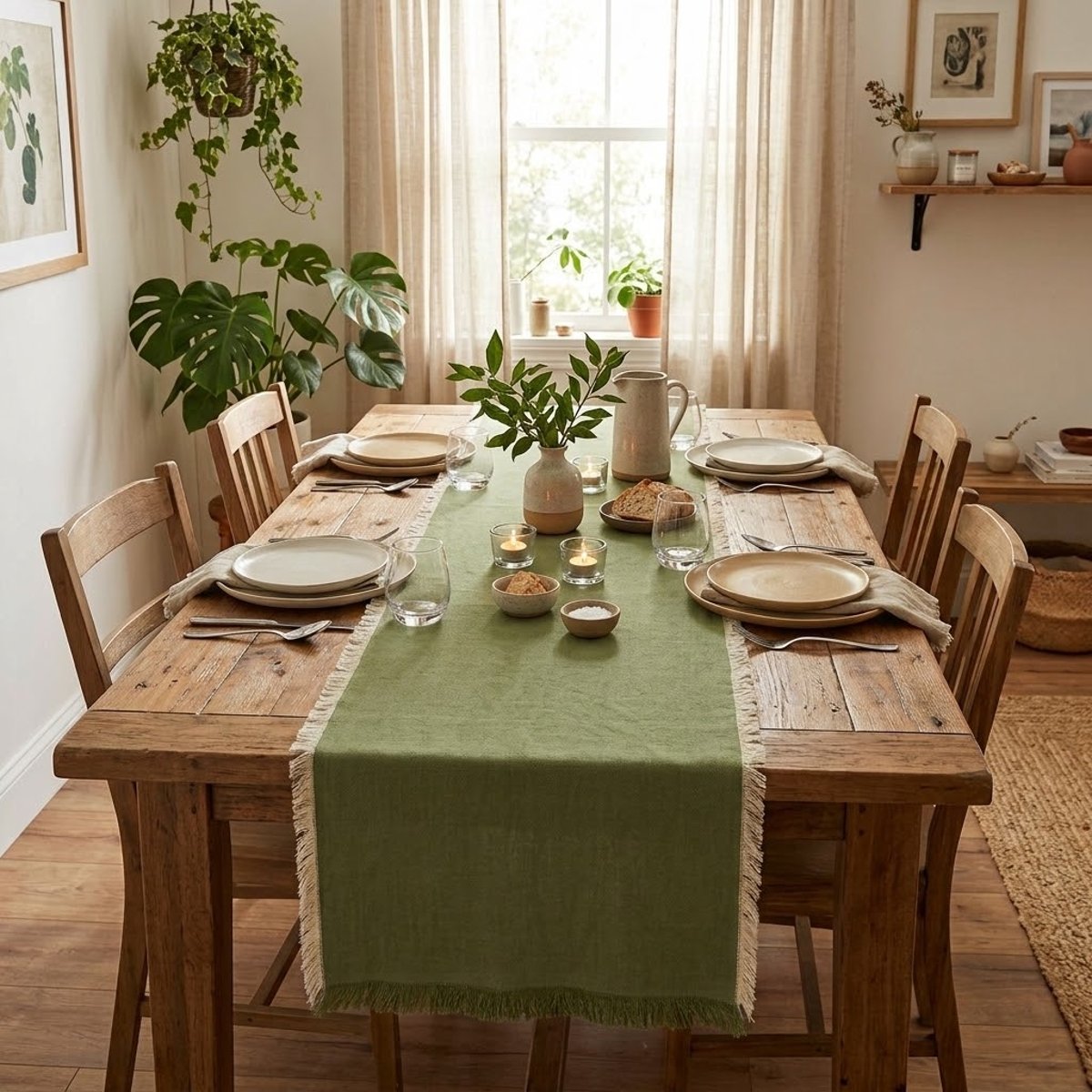 Chemin de table recyclé Ondée Radieuse epicea, EDEN