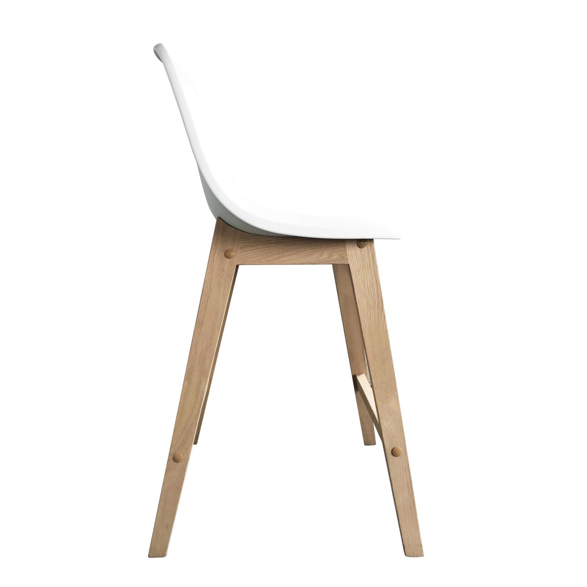 Lot de chaises d'ilot et bar en chêne avec assise plastique 65cm ELIOS | Lot de 6 blanc, MOB IN