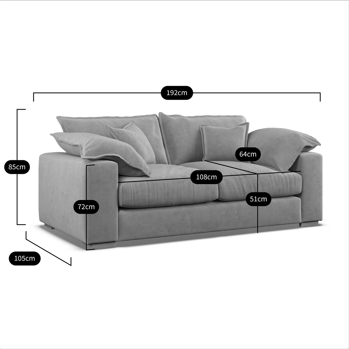 Camille Vintage Chenille 3 Seater Sofa with Oak Feet desert rose, ÉDITÉ