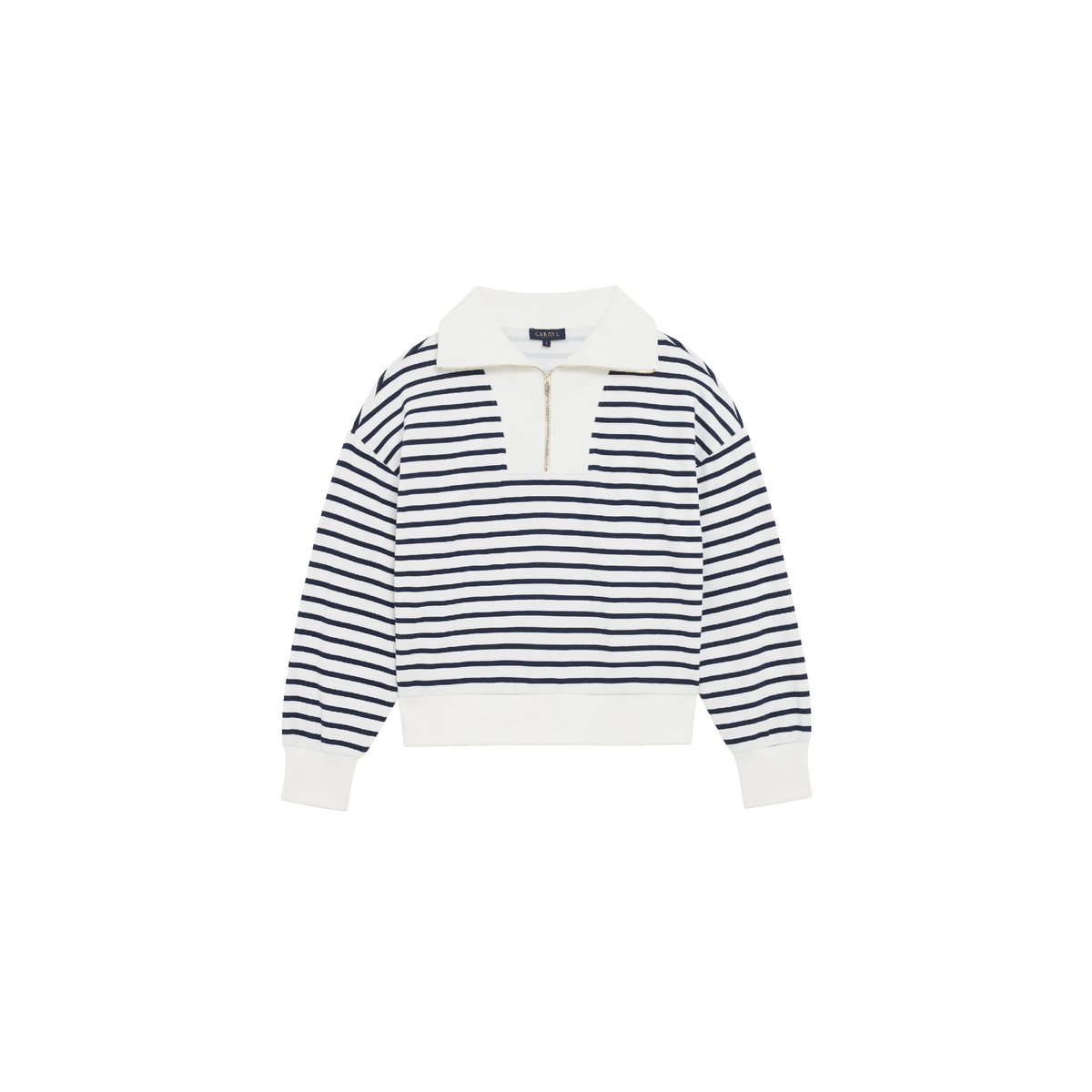 T-shirt loose col à revers coton TLEANDRO bleu marine, CAROLL