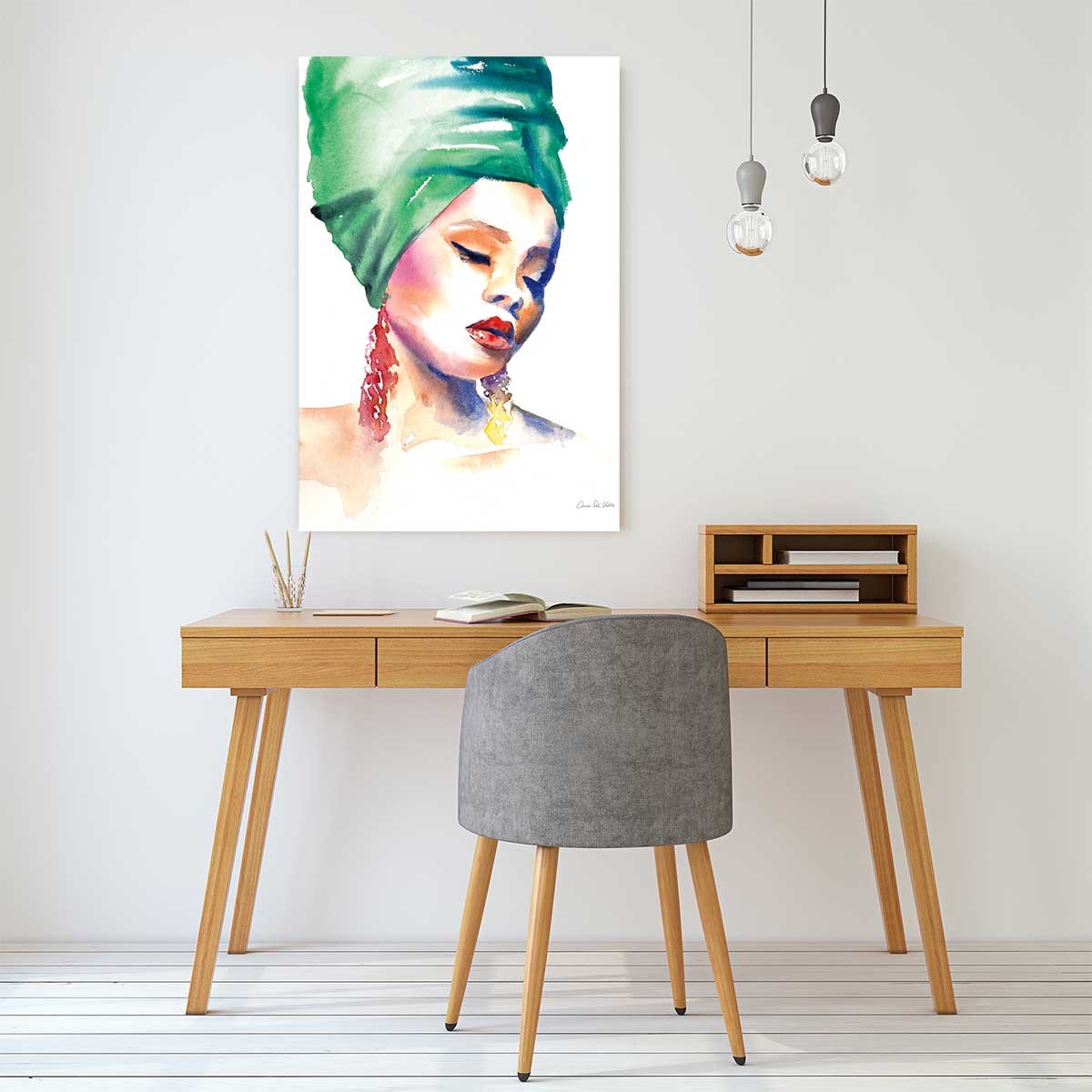 Tableau vintage turban vert tableau alu dibond, HEXOA