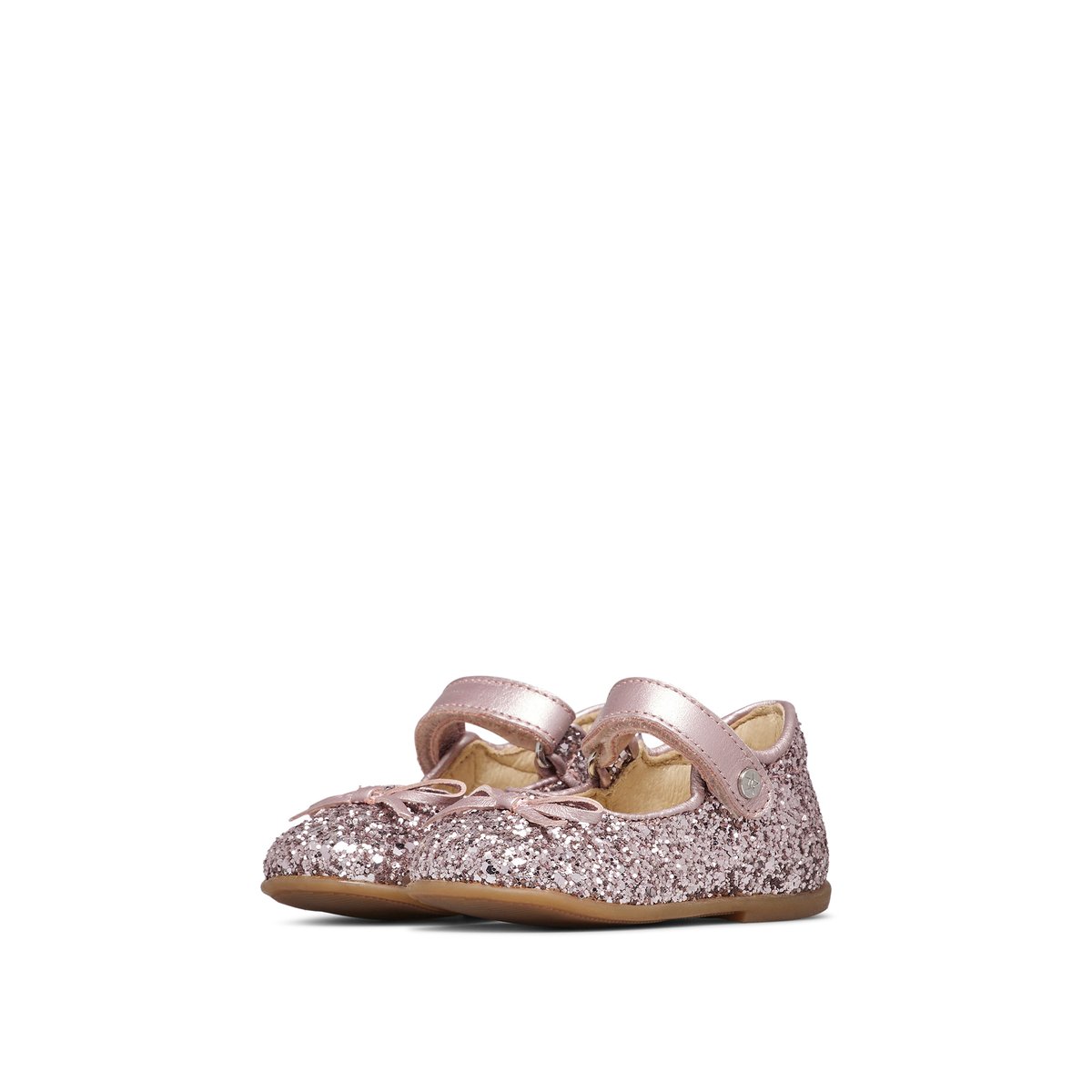 Ballerines en cuir et tissu pailleté BALLET rose-, NATURINO