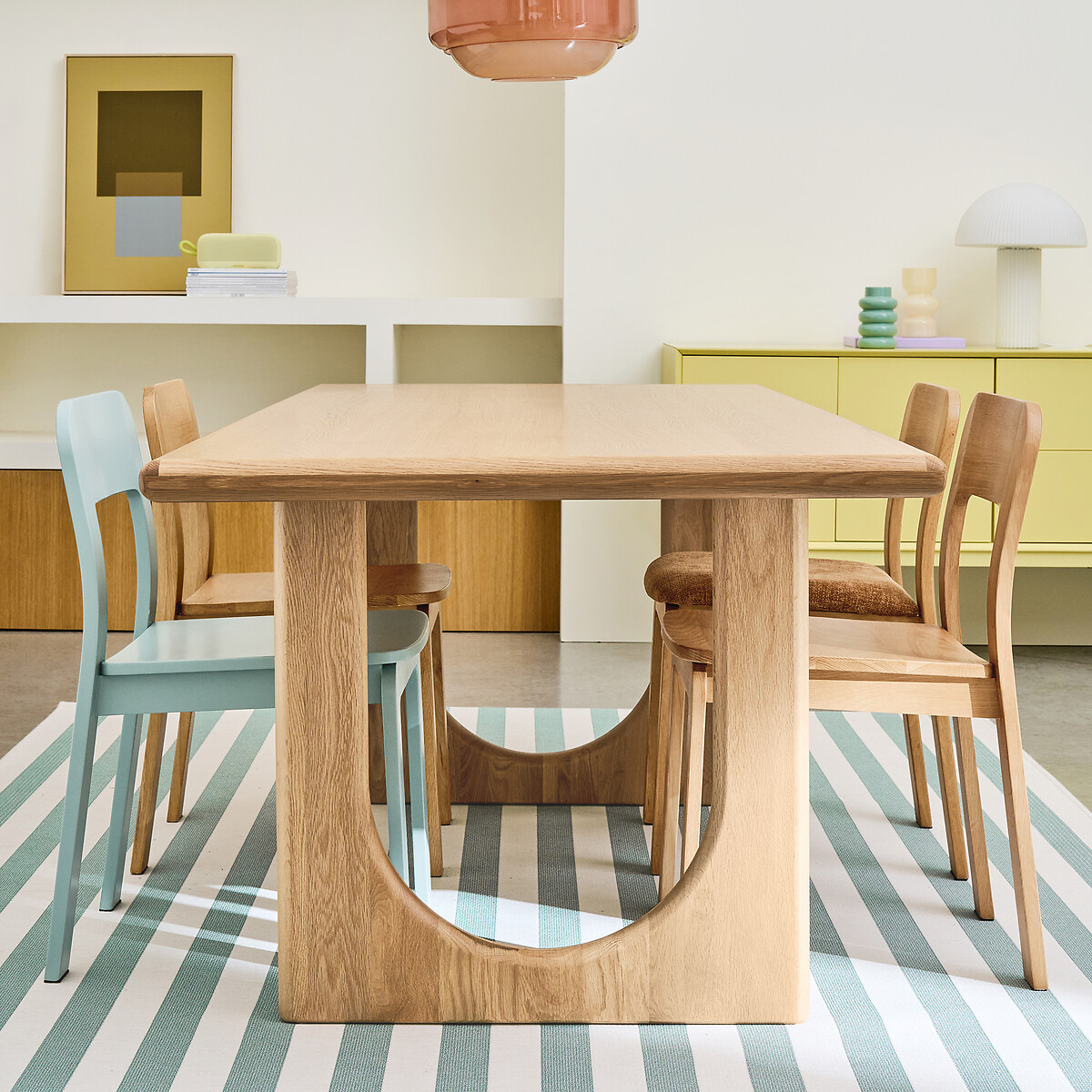 Table à manger, extensible, en chêne et plaqué, 4 à 8 couverts, DOUVE chêne, LA REDOUTE INTERIEURS