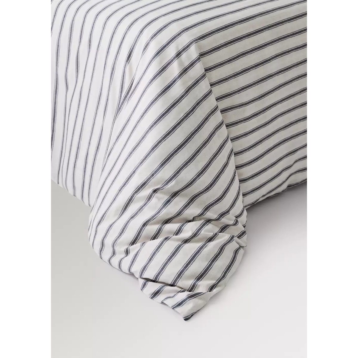 Housse de couette percale de coton 200 fils imprimé rayures lit 135/140 cm écru, MANGO HOME