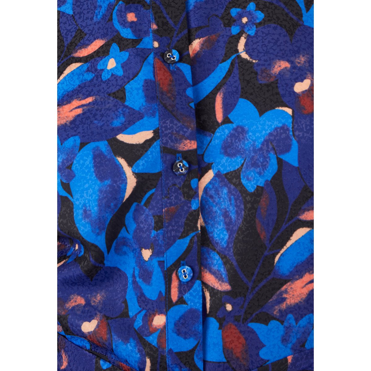 Robe-chemise fantaisie smockée bleu fleuri, DAMART