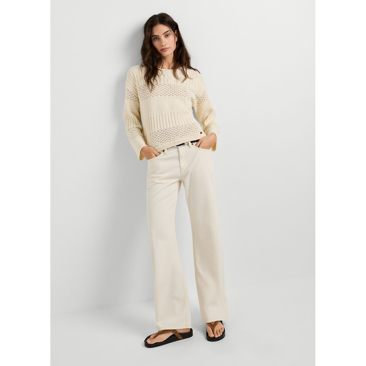 Jean loose taille basse, Nicky ecru tencel, PEPE JEANS