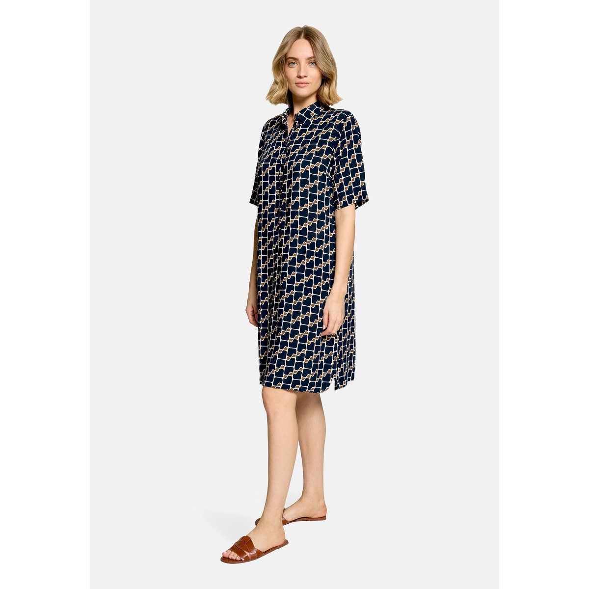 Robe-chemisier à impression dark blue/brown, BETTY BARCLAY
