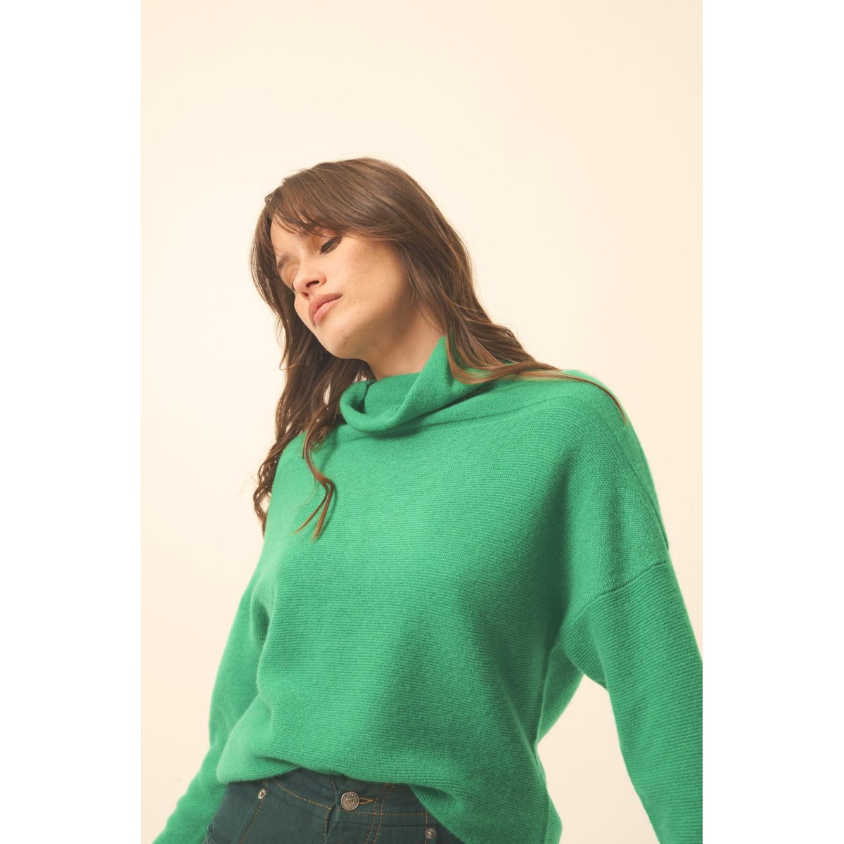 Pull Col Roulé Menthe Blantyre vert, JUST CASHMERE