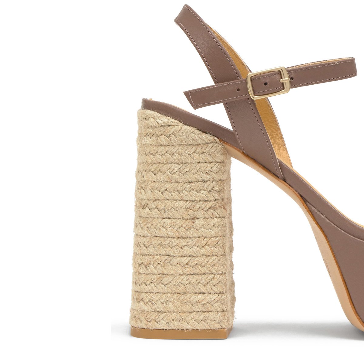 Sandales à talon bloc en jute tressé avec nœuds décoratifs FLORINA ULTRA PLATFORM taupe, CASTANER