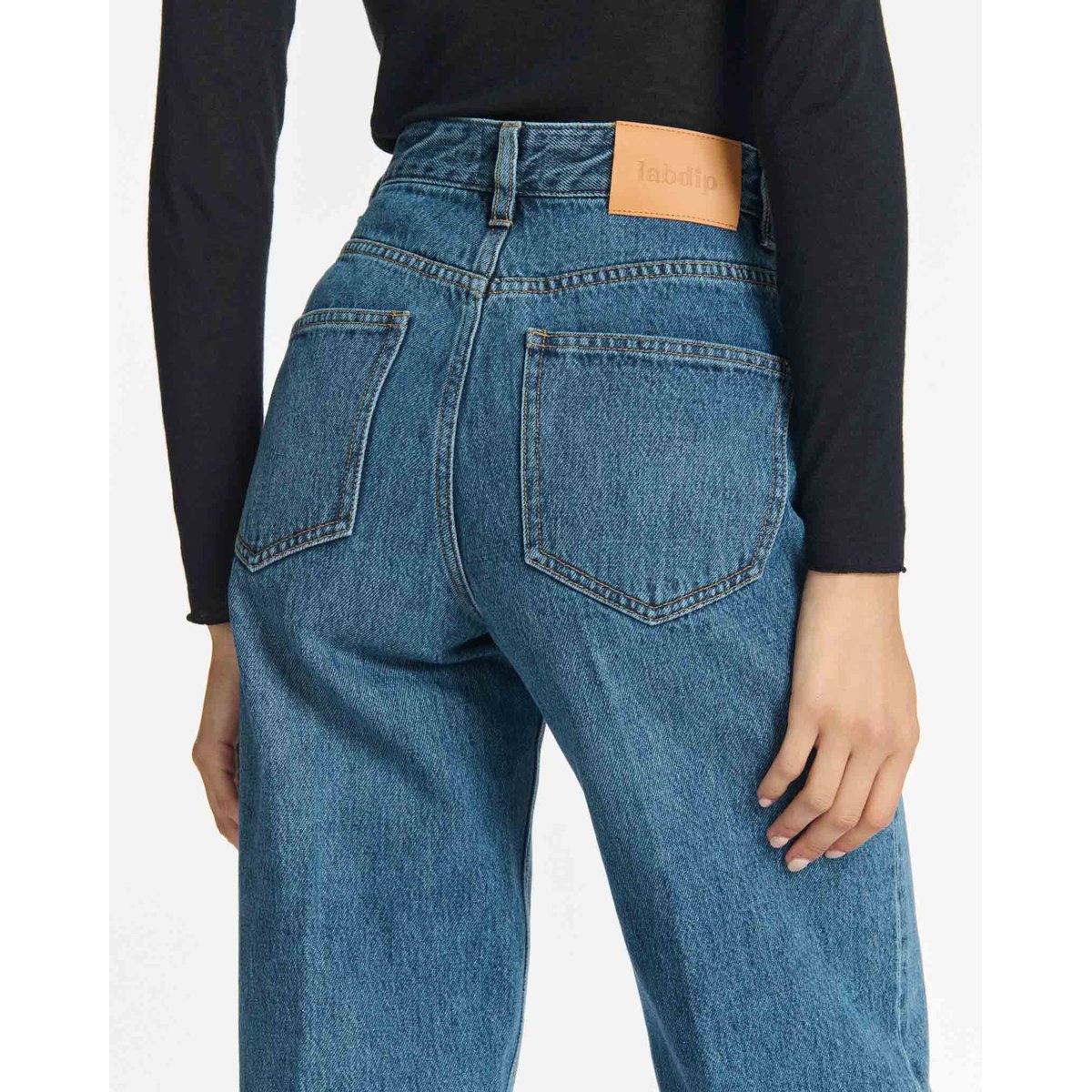 Jeans droit large taille haute long in 30, LABDIP