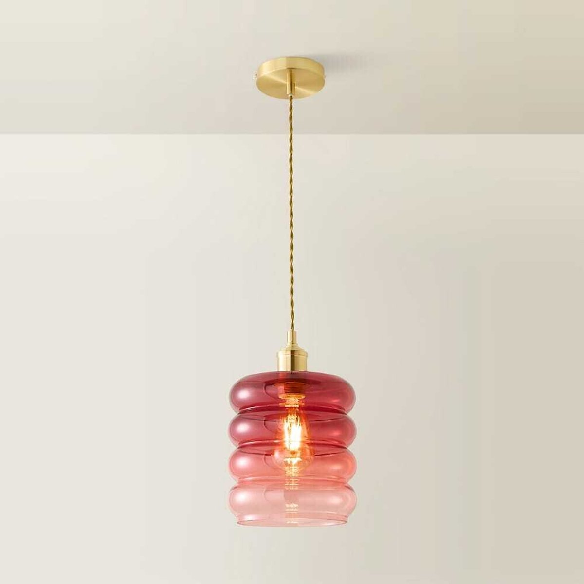 Gracelee Stacked Glass Pendant Light with Filament Bulb brushed gold, SO'HOME