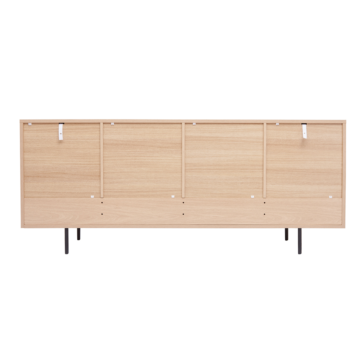 Buffet design finition bois clair chêne et métal noir 2 portes 4 tiroirs L180 cm ALASKA chêne clair, MILIBOO