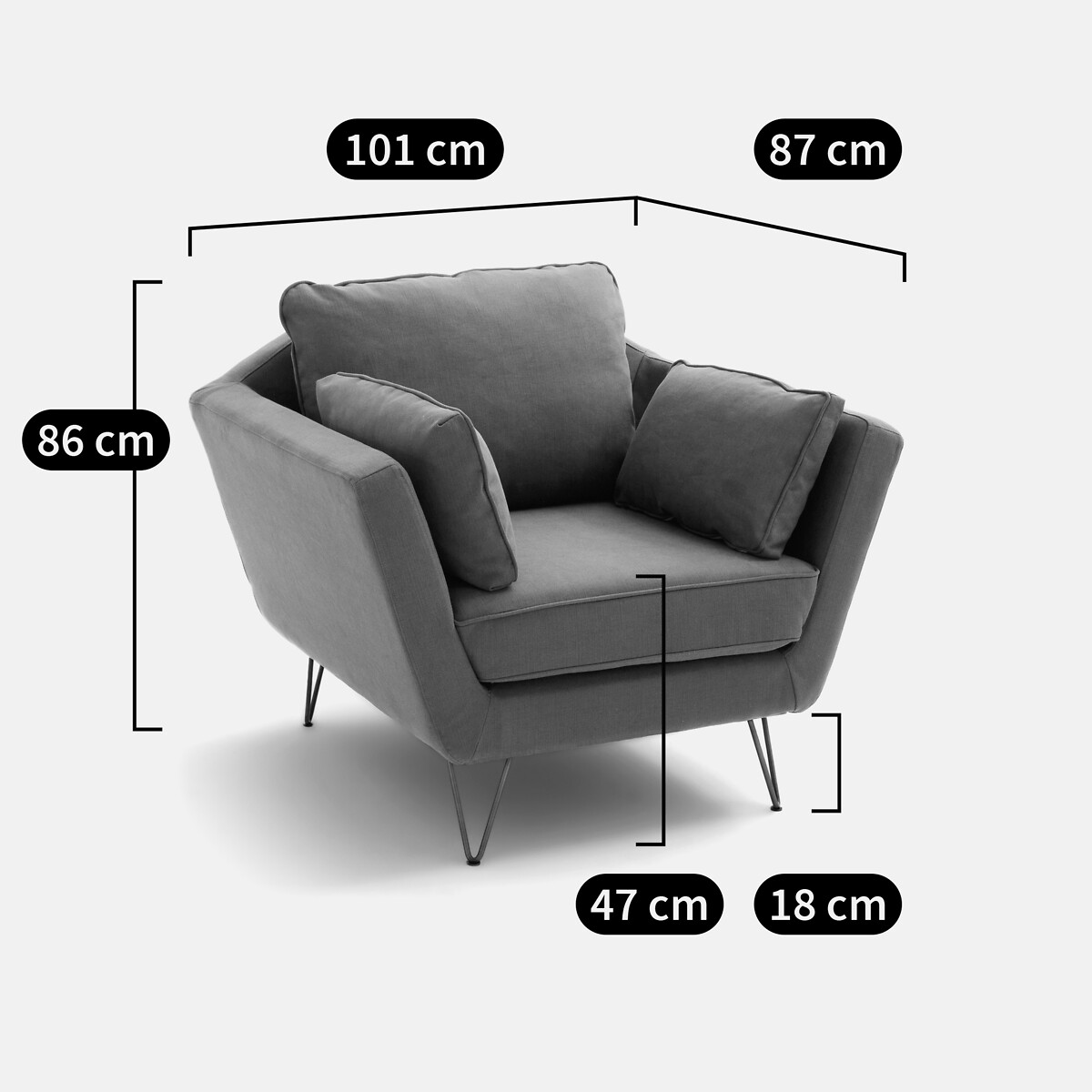 Sillón de terciopelo Topim tabaco, LA REDOUTE INTERIEURS