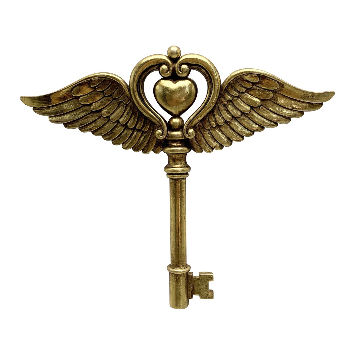 Déco murale clé ailes coeur 20x17cm or, EMDE