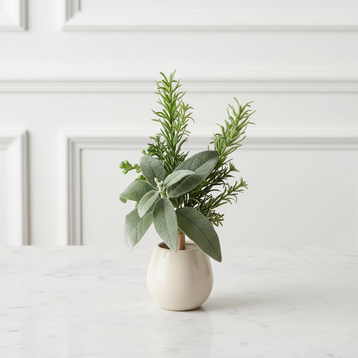 Boutonnière végétale artificielle H20 vert, SIA DECO