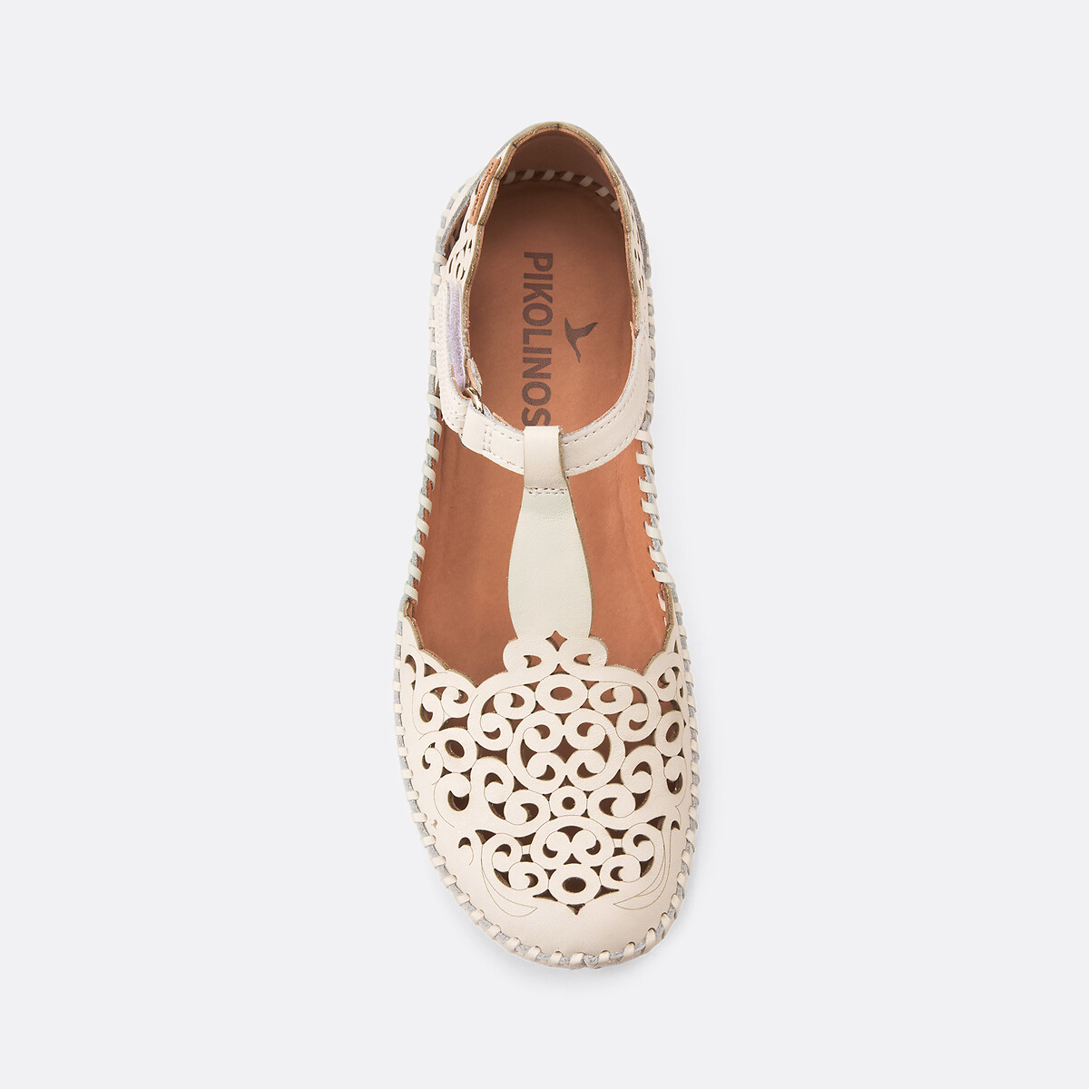 Vallarta Semi-Wedge Leather Sandals white, PIKOLINOS