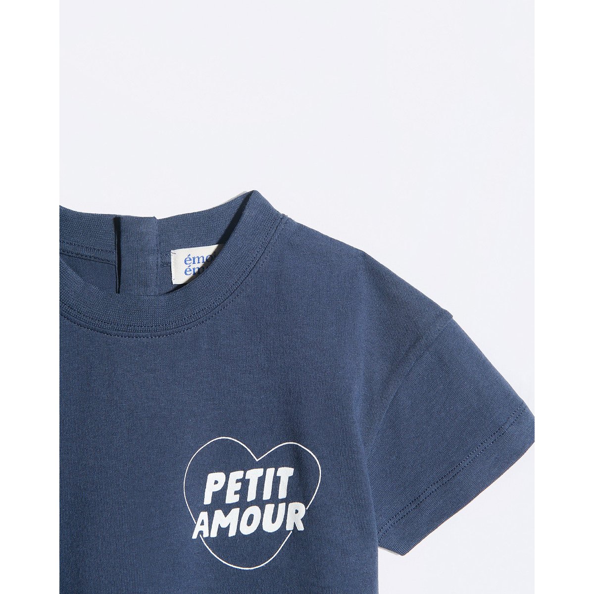 T-shirt Petit amour en coton bio bleu charbon, EMOI EMOI