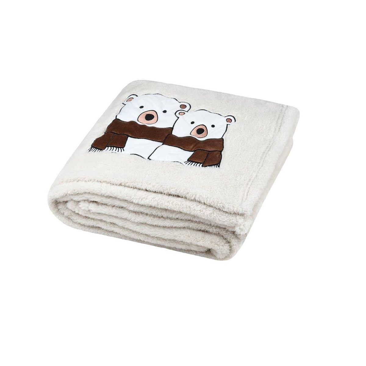 Plaid a poils doux Couple Ours beige, EDEN