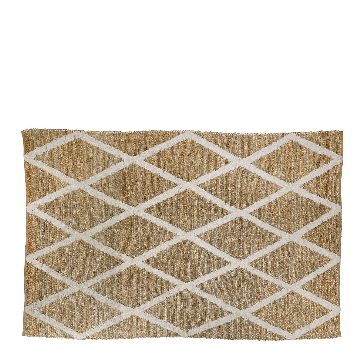 Tapis jute et laine naturelle 300x201 marron, BLANC D’IVOIRE