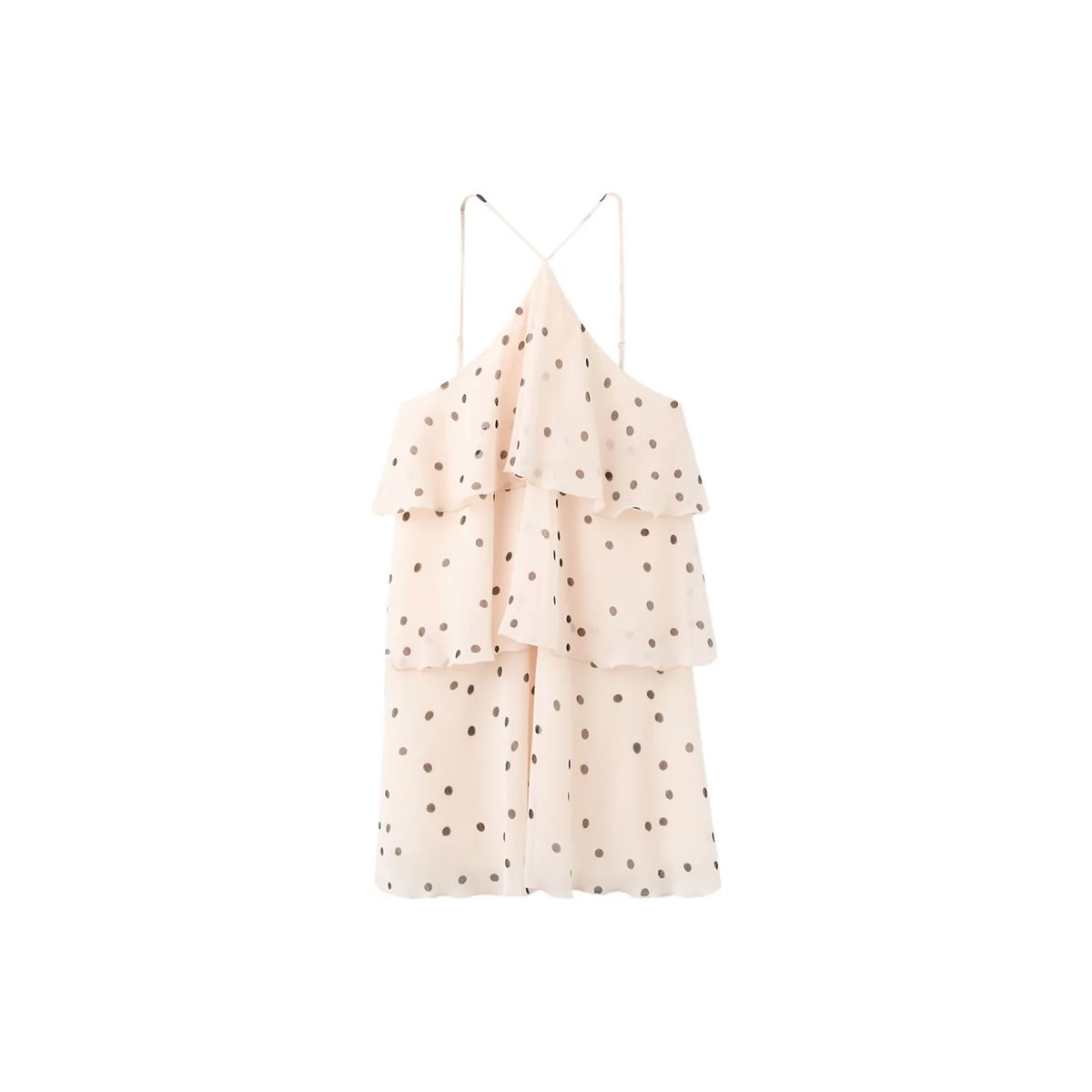 Robe halter à pois écru, MANGO
