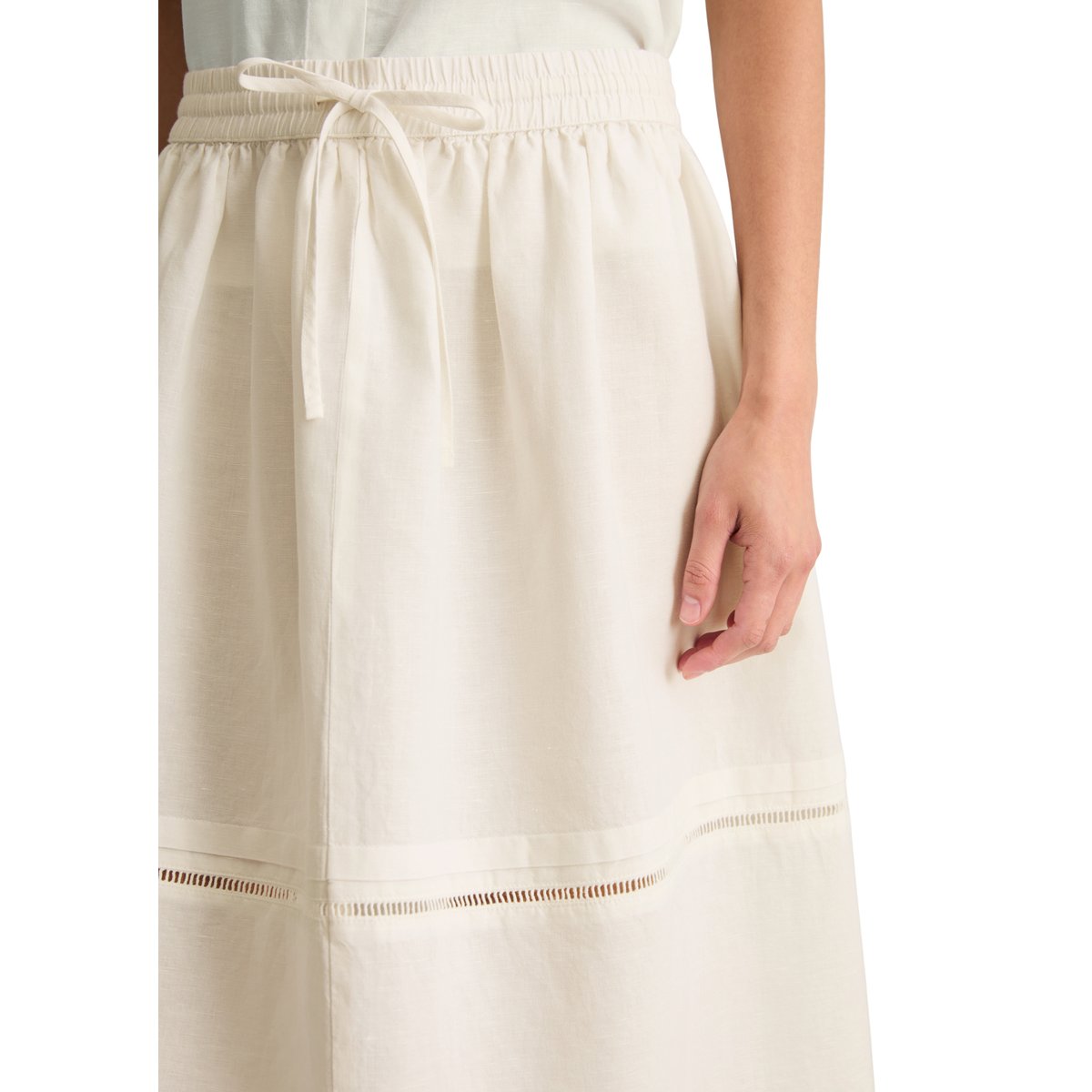 Jupe évasée regular en mélange de lin et de coton blanc, MARC O’POLO DENIM