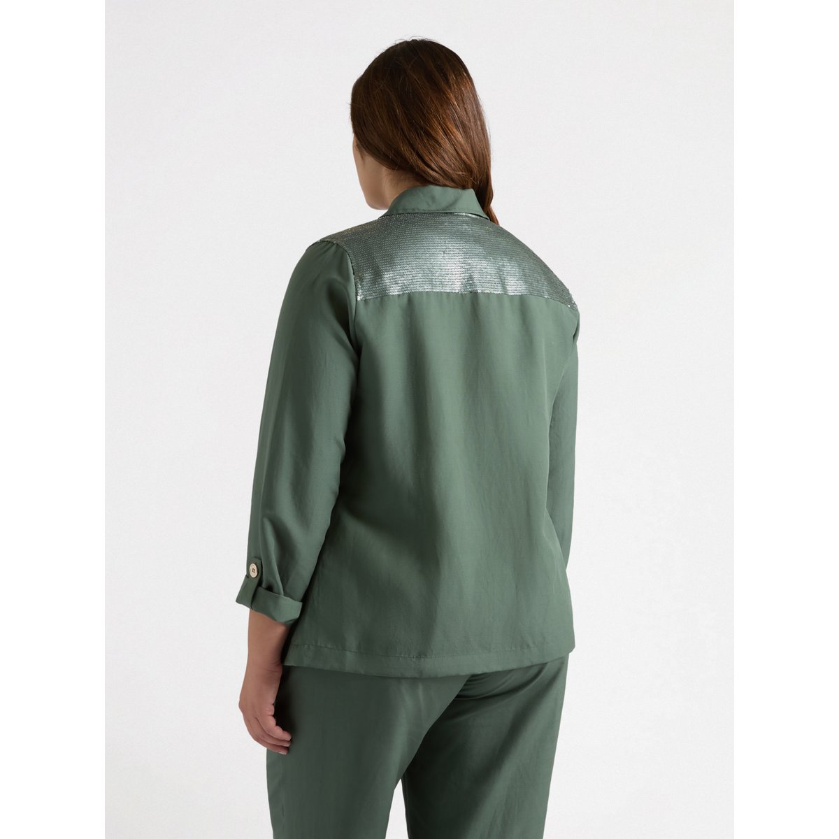 Chemise oversize avec broderie verde militare, FIORELLA RUBINO