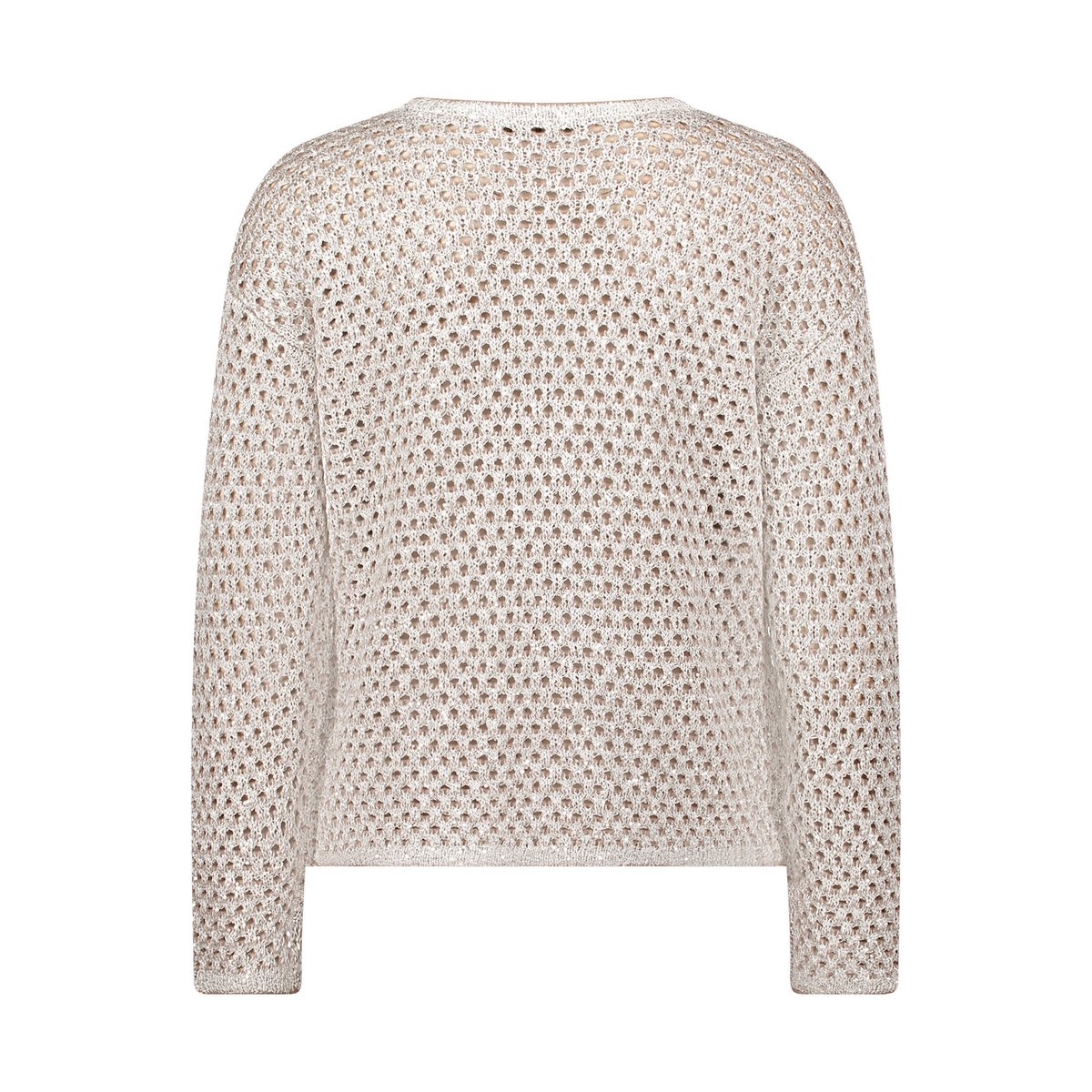 Pull-over en maille à motif ajouré patch taupe/beige, BETTY BARCLAY