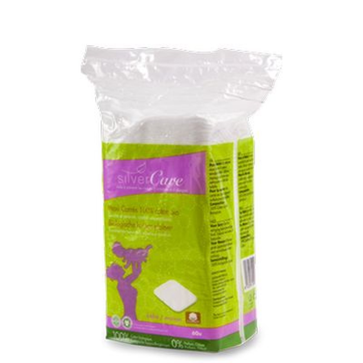 Maxi carrés de coton bio  SilverCare couleur unique, SILVERCARE