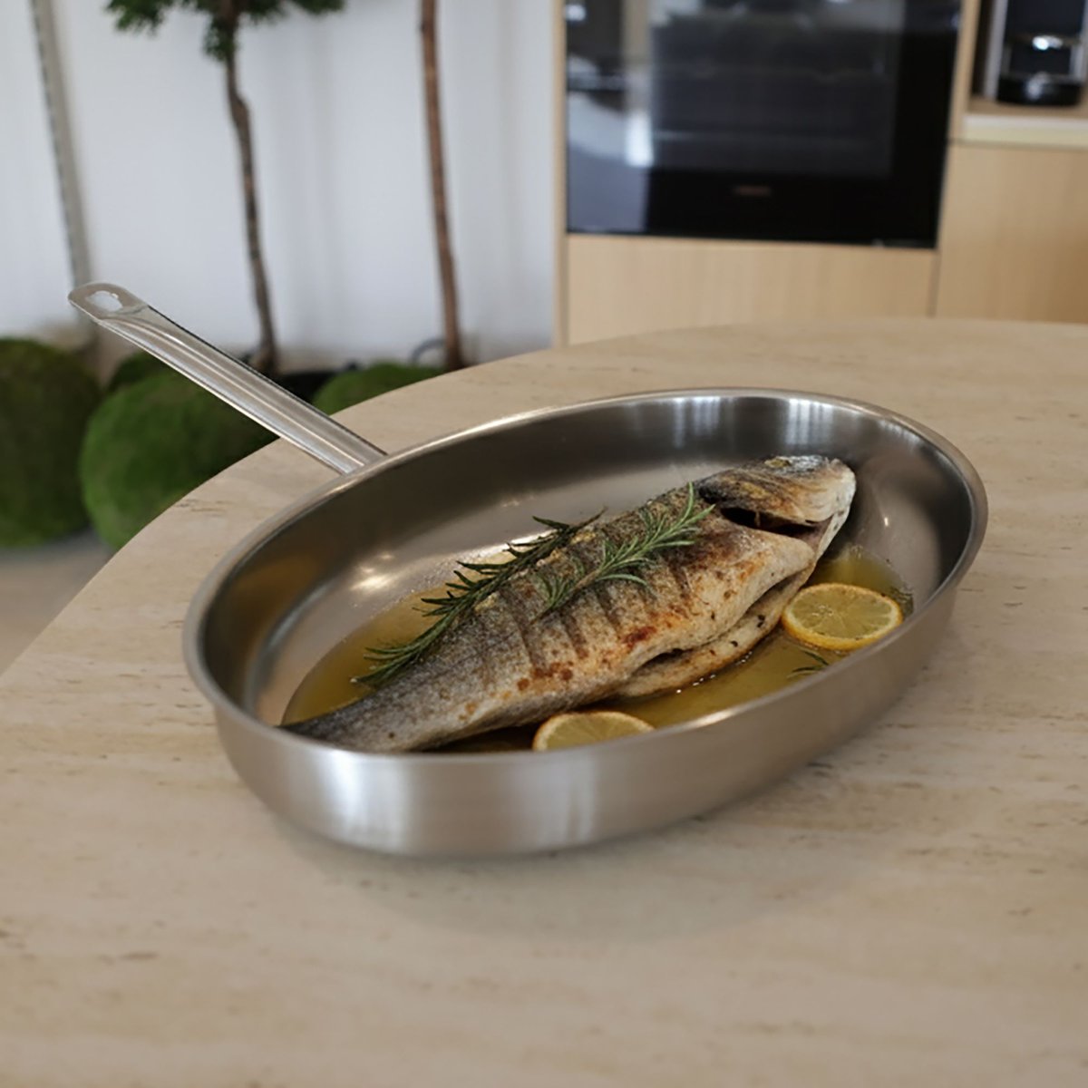 Poêle à poisson 37,5cm en acier inoxydable, PROFESSIONNEL inox, MENASTYL