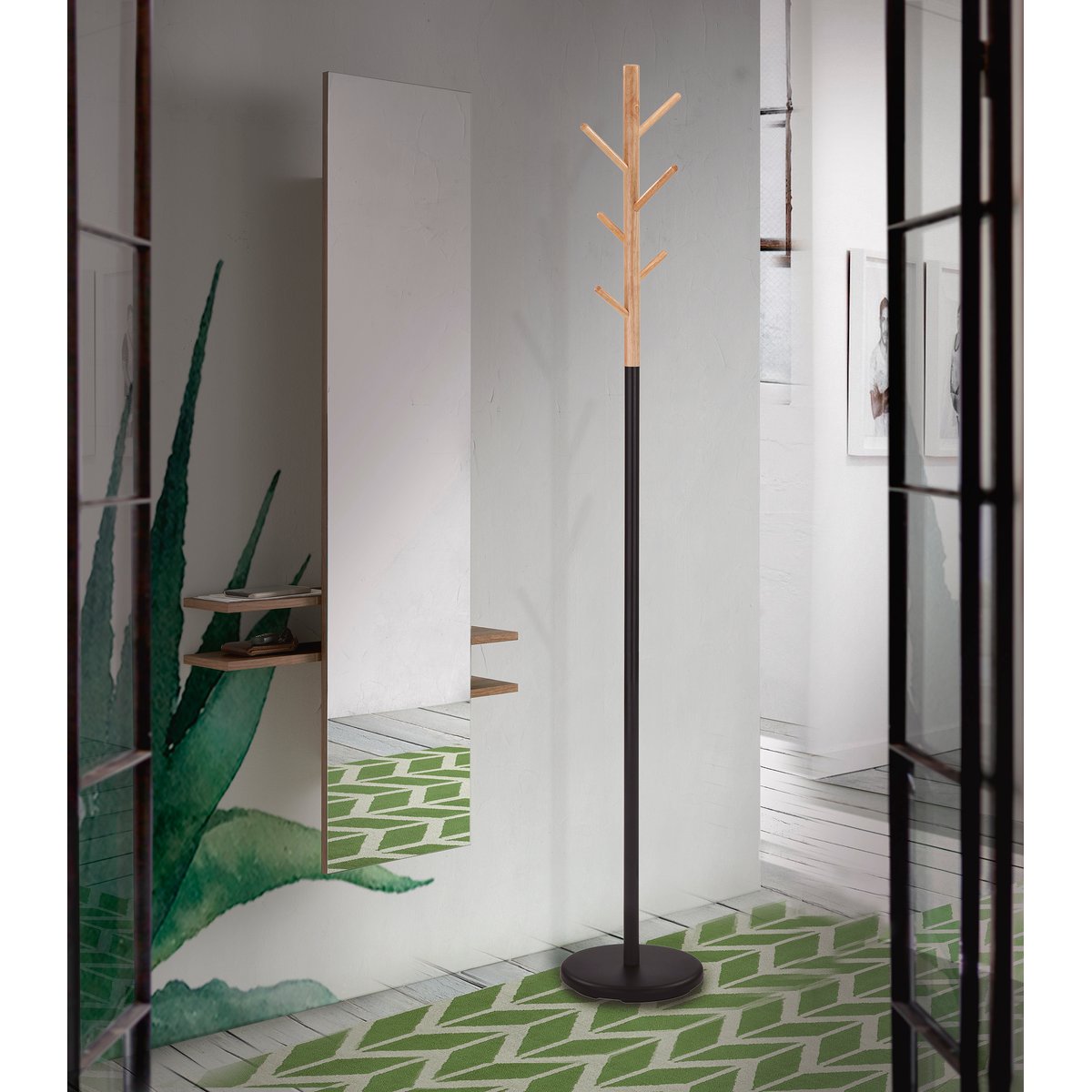 Porte-manteau en métal et en BOIS, BOSQUET noir, HISPANOHOGAR