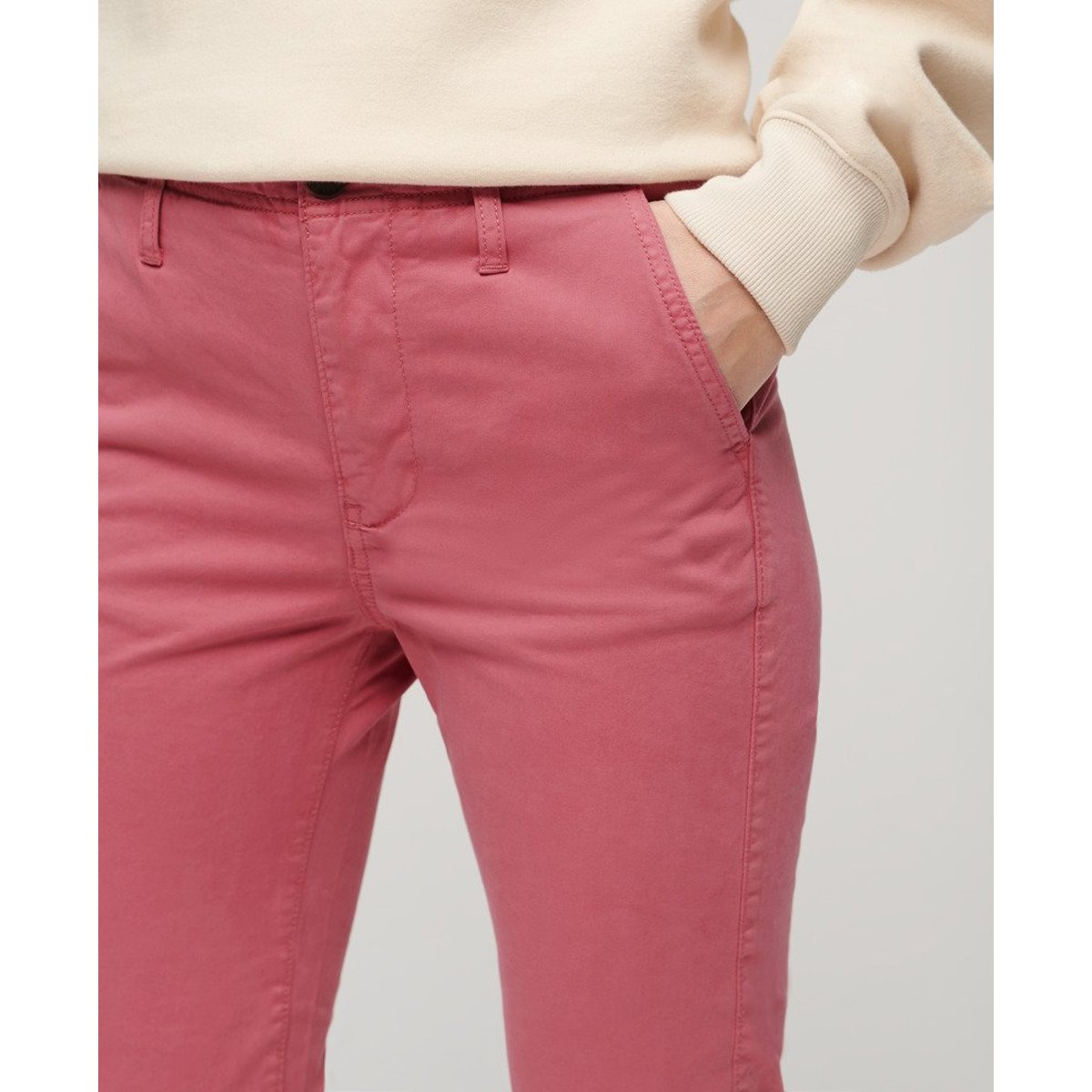 Pantalon chino à taille mi-haute rose mauve, SUPERDRY