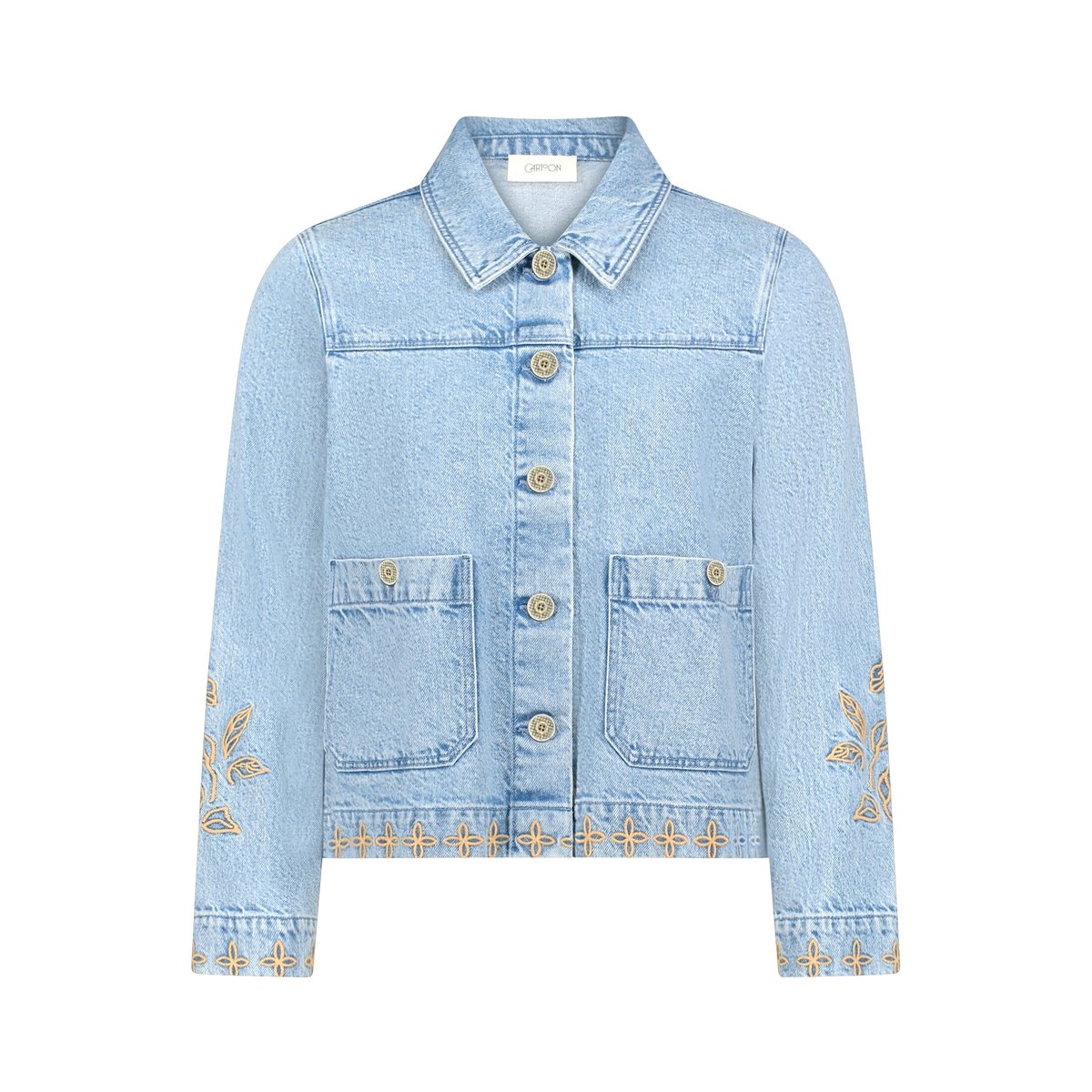 Veste en jean à broderies light blue denim, CARTOON