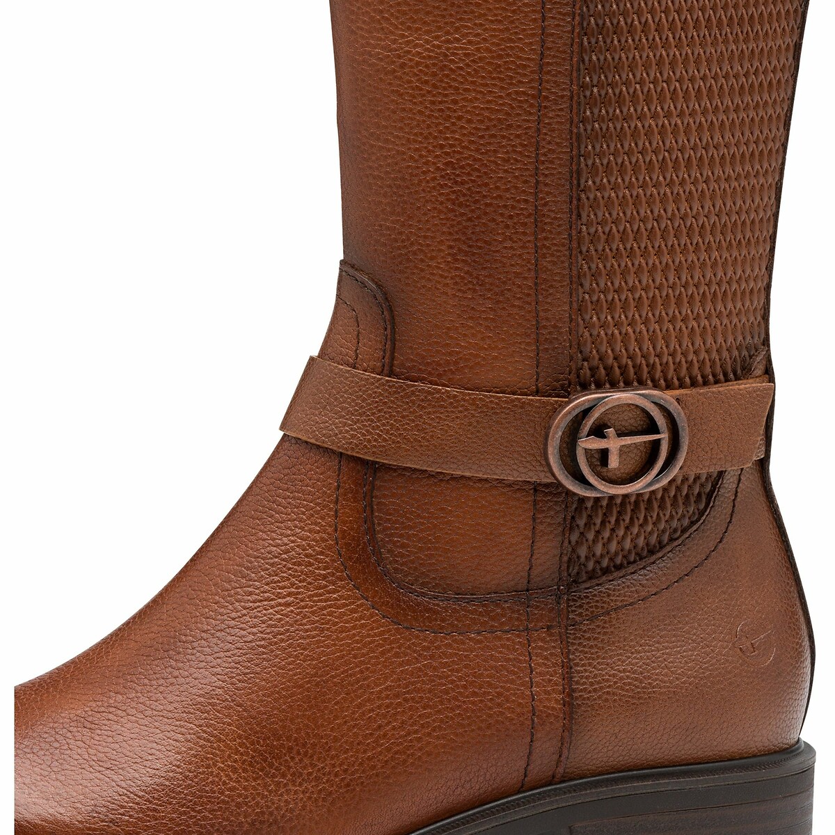 Bottes cavalières élastiquées, en cuir cognac, TAMARIS